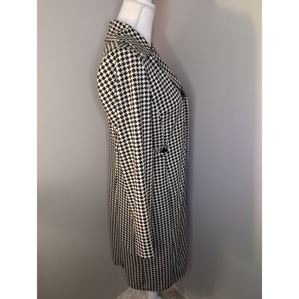 Julian Taylor NY chic statement houndstooth black and ivory sz 8 coat - Picture 4 of 10
